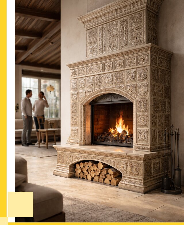 Купить изразцовый камин в Егорьевске от 253150 р. | ЭриданГрь