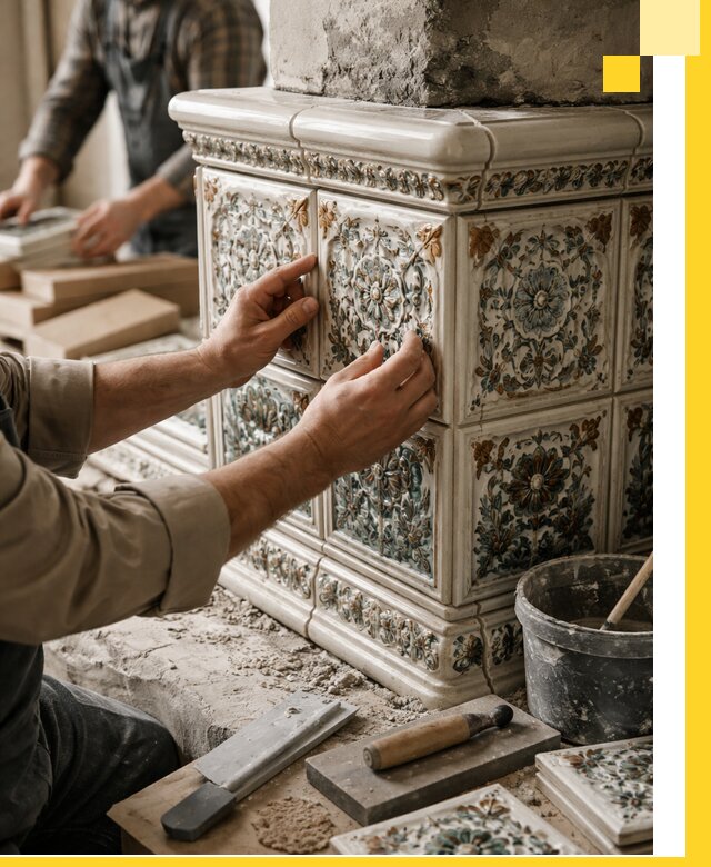 Изразцовые камины под ключ в Егорьевске: проект и монтаж