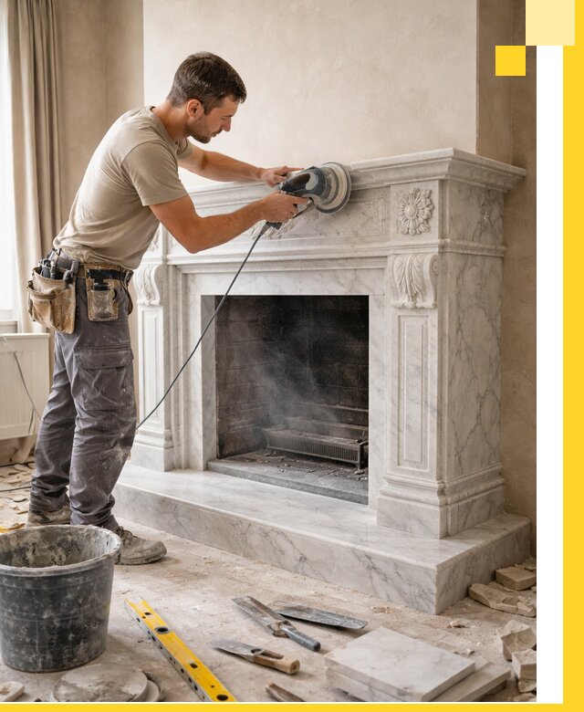 Изготовление и установка мраморных каминов в Егорьевске под ключ