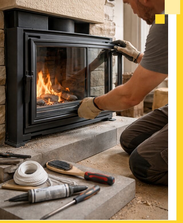 Производство, монтаж и доставка каминов со стеклом в Егорьевске