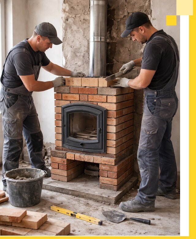 Монтаж печи камина под ключ в Егорьевске с гарантией и пусконаладкой