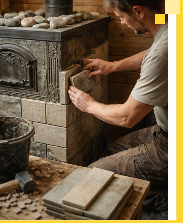 Облицовка банных печей в Егорьевске профессиональная отделка