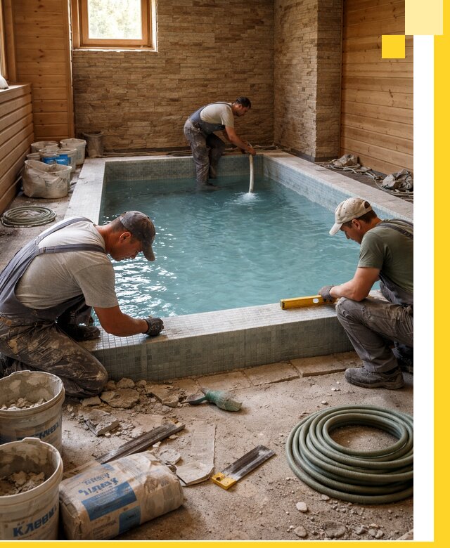 Проектирование и строительство бассейнов для бани в Егорьевске