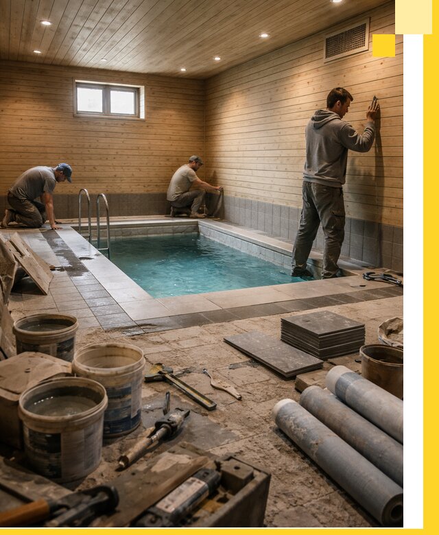 Строительство бани с бассейном и сауной под ключ в Егорьевске