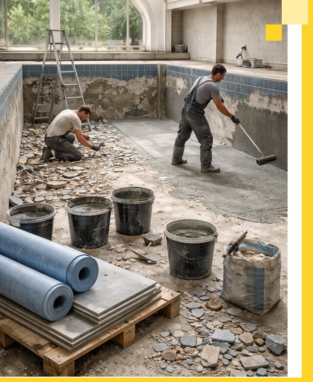 Реконструкция бассейнов в Егорьевске: ремонт, гидроизоляция