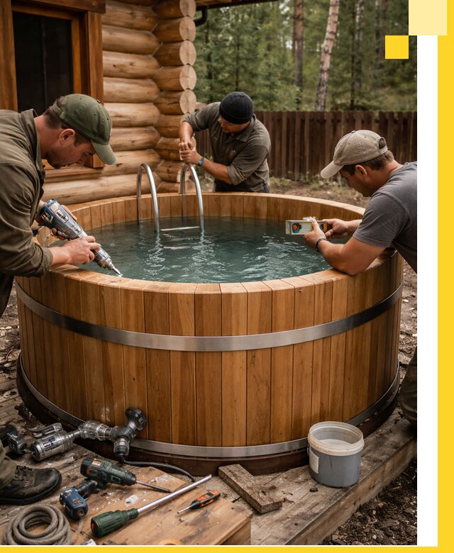 Строительство бань с купелью под ключ и отделкой в Егорьевске