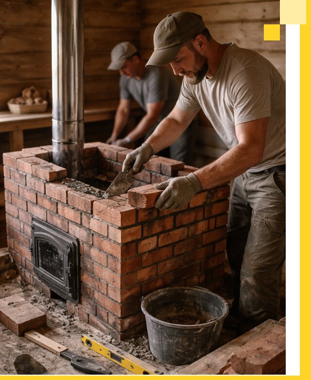 Кирпичные печи для бани под ключ в Егорьевске, проект и монтаж