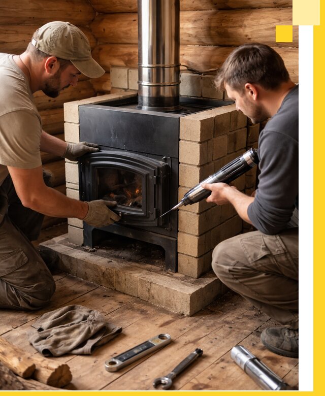 Монтаж и установка печи в бане под ключ с гарантией в Егорьевске