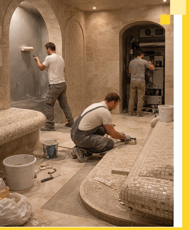 Строительство бани с хамамом и бассейном под ключ в Егорьевске