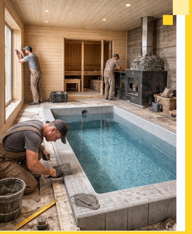 Проект бани с бассейном и сауной в Егорьевске под ключ