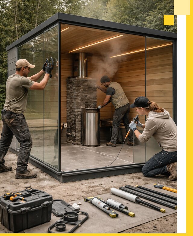 Проектирование и строительство стеклянных бань в Егорьевске