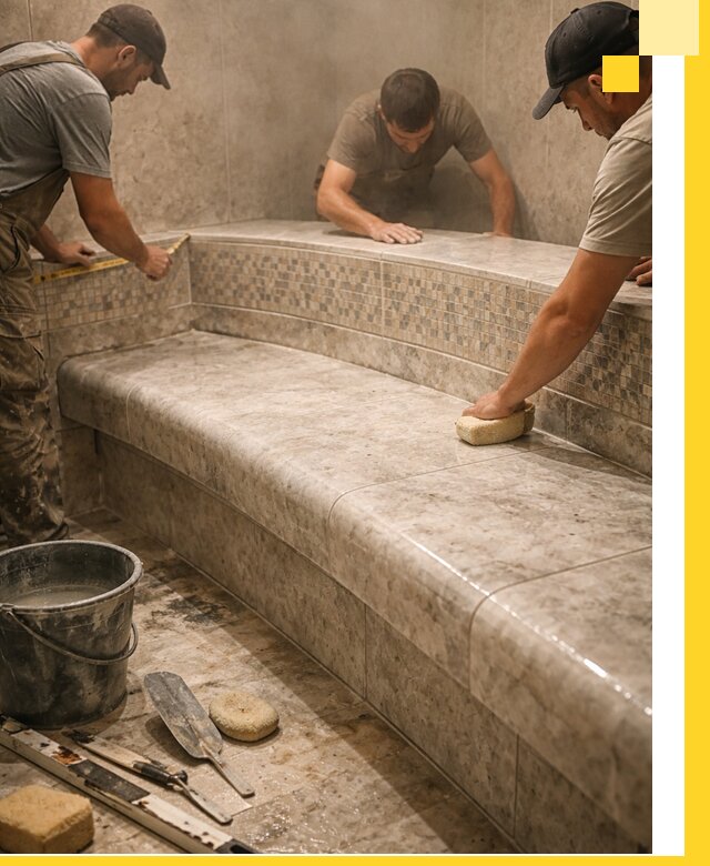 Изготовление и установка сидений для хамама в Егорьевске