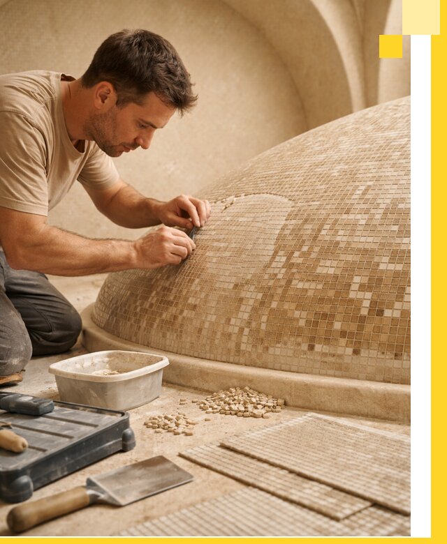 Профессиональная укладка мозаики для хамама под ключ в Егорьевске